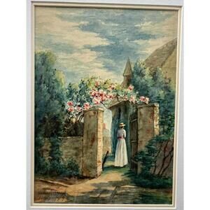 ORIGINAL Mary Kollock Paris France 1893 Watercolor Painting PAFA Philadelphia PA